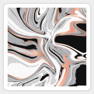 Liquid Black Cream Marble Shapes Geometric Abstract Pattern Sticker